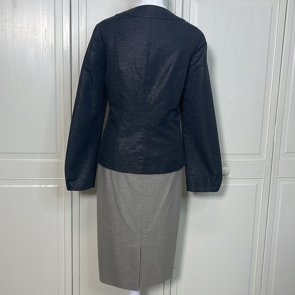Doncaster 2Pc Women’s Suit Skirt Sz 8 Black Beige Embellished Collarless Career - Picture 10 of 16